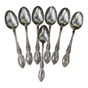 Set Of 6 Oneida Community Louisiana Stainless Oval Soup Spoons + 1 Tsp Floral